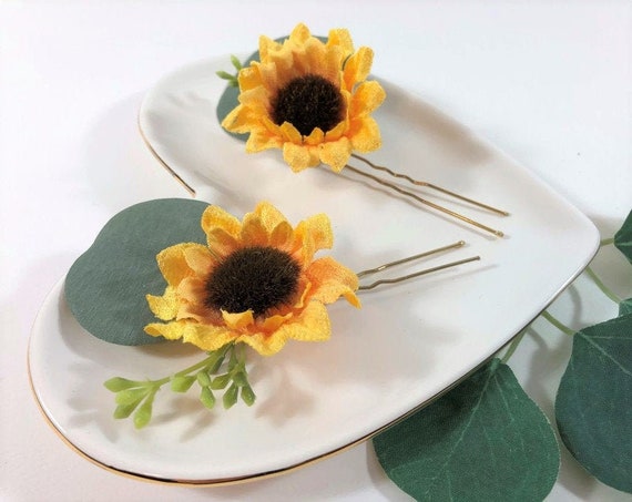 Sunflower Hair Pins - Sunflower Bridal Hair Pin Set  display picture 3