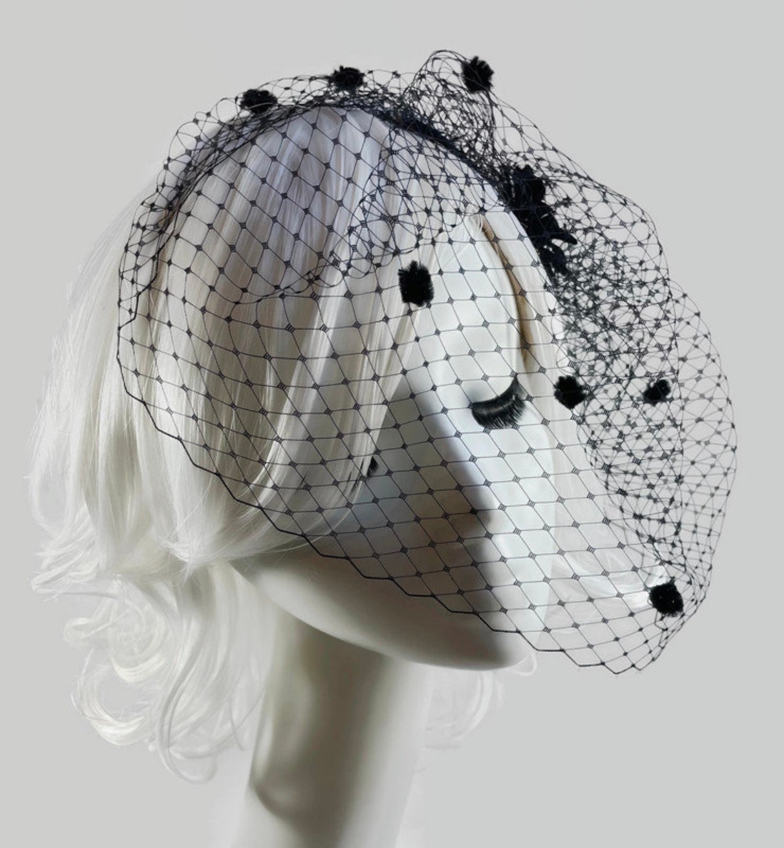 Daisy Funeral Veil Black Birdcage Veil Black Funeral Veil Etsy
