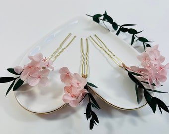 Hydrangea Hair Pin - Pink - Flower Hair Pins - Hydrangea Hair Pins - Wedding Hair Pins - Floral Hair Pins - Dried Flower Pins -Dried Flowers