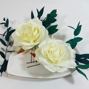 Épingle à cheveux crème Rose avec verdure d’eucalyptus - Épingles à cheveux de mariée - Épingles à cheveux Rose - Épingles à cheveux de mariage - Épingles à cheveux de mariage - Casque de mariée