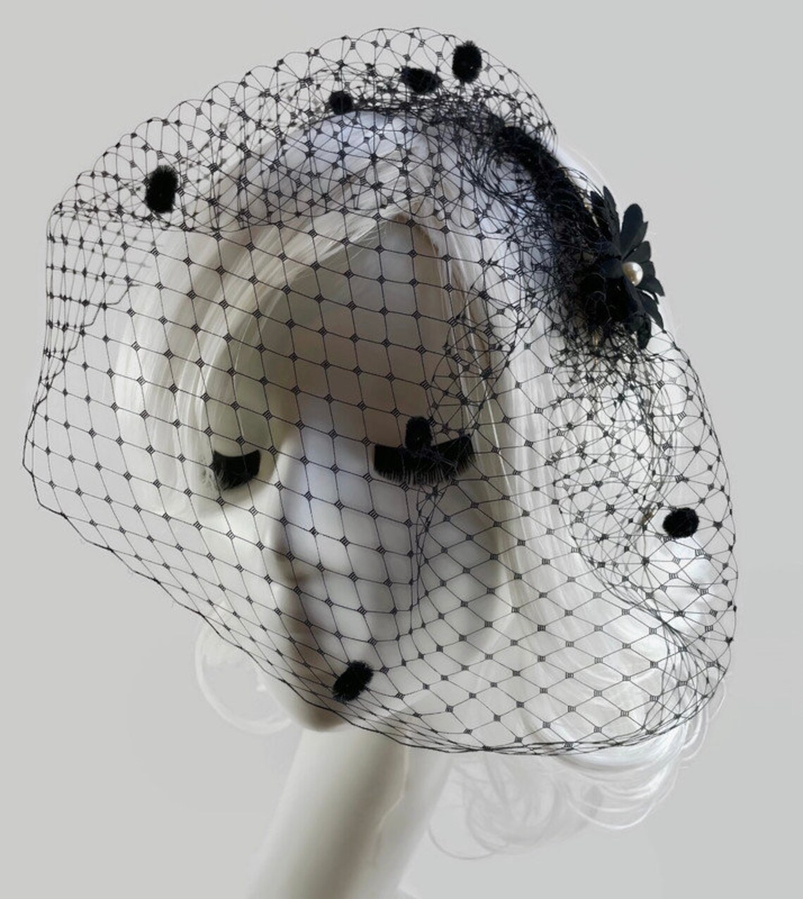 Daisy Funeral Veil Black Birdcage Veil Black Funeral Veil Etsy