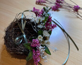 Rustic Ring Bearer Box - Rustic Ring Bearer Pillow - Dried Flowers - Ring Bearer for Ceremony - Wedding Ring Holder - Rustic Nest Pillow