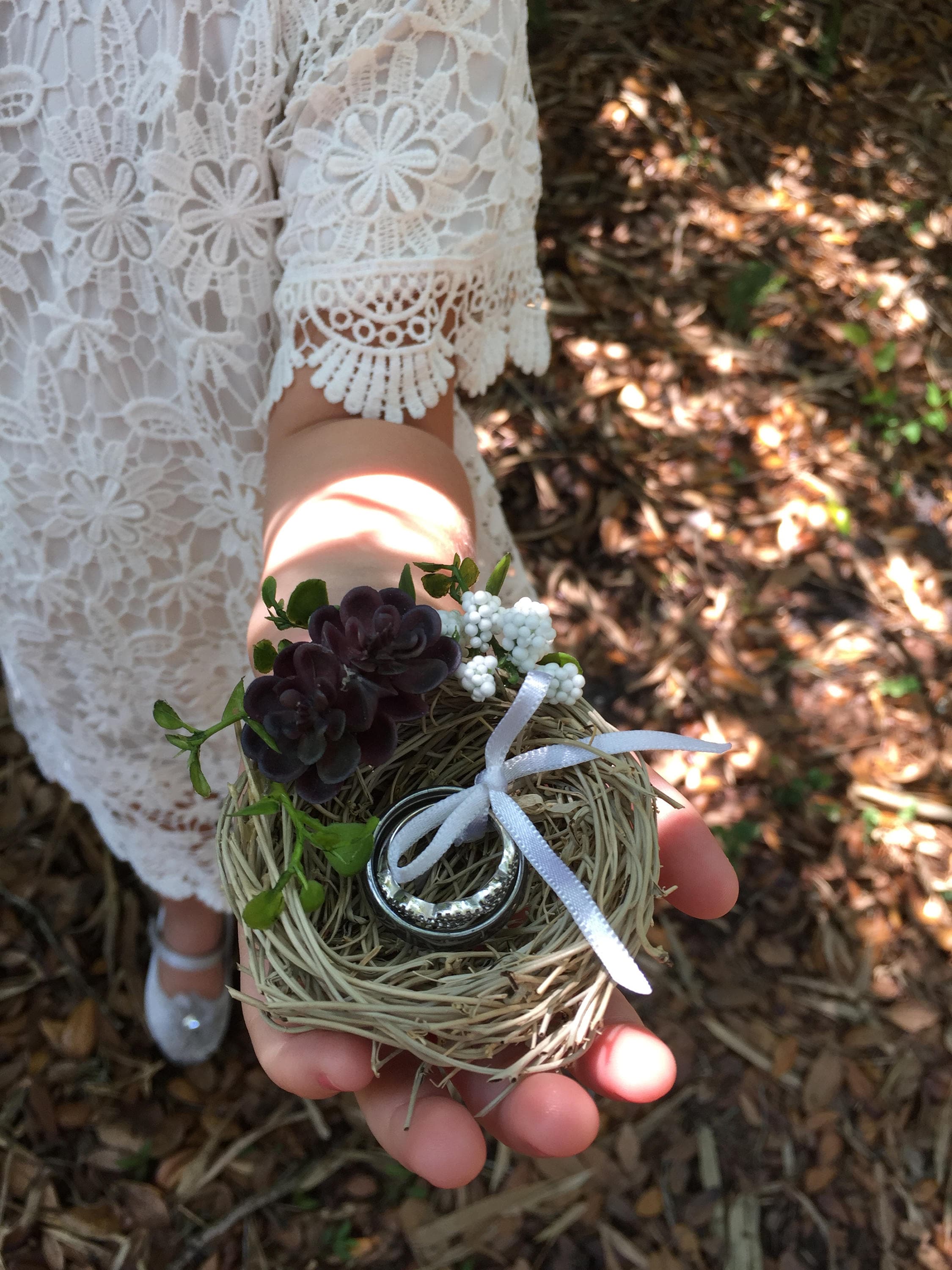 Succulent Ring Bearer Bird Nest Ring Holder Wedding Ring Etsy UK