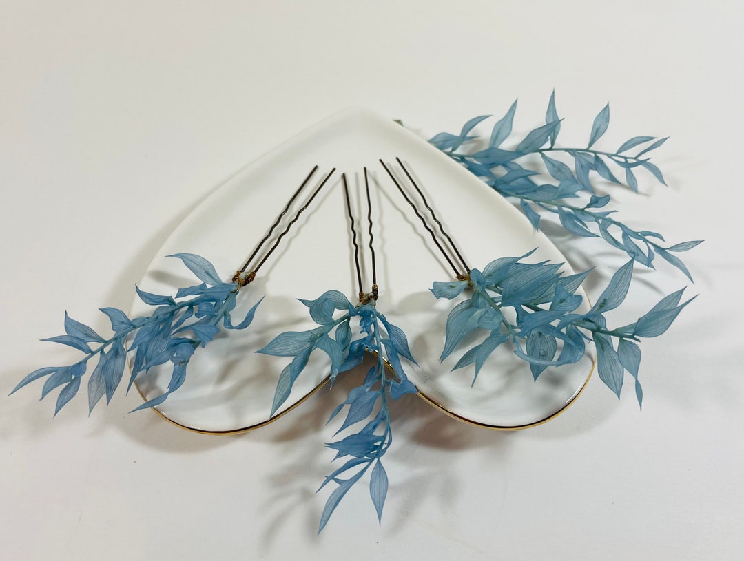 Leaf Hair Pins Bridal Hair Pins Blue Leaf Hair Pins Wedding Hair Pins