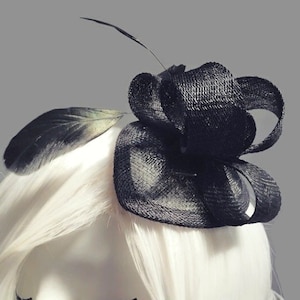 Feather Fascinator - Black Fascinator - Wedding Fascinator - Black Feather - Kentucky Derby - Feather Headpiece - Black Wedding Hat