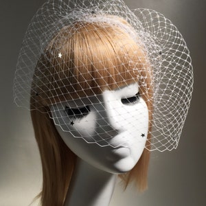 Celestial Star Veil Wedding Veil With Stars Star Birdcage Veil Veil With Stars Wedding Headpiece Star Hairpiece Star Headpiece image 2