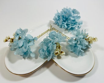 Épingle à cheveux hortensia - Quelque chose de bleu - Épingles à cheveux Starflower - Épingles à cheveux de mariage - Épingles à cheveux fleuries - Épingles à cheveux de mariée - Épingles à fleurs séchées
