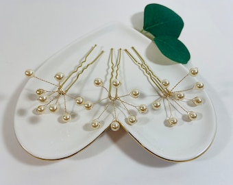 Pearl Bobby Pins - Starburst - Pearl Hair Pins - Starburst Bobby Pins - Bridal Hair Pins - Wedding Hair Pins - Pearl Hair Accessory