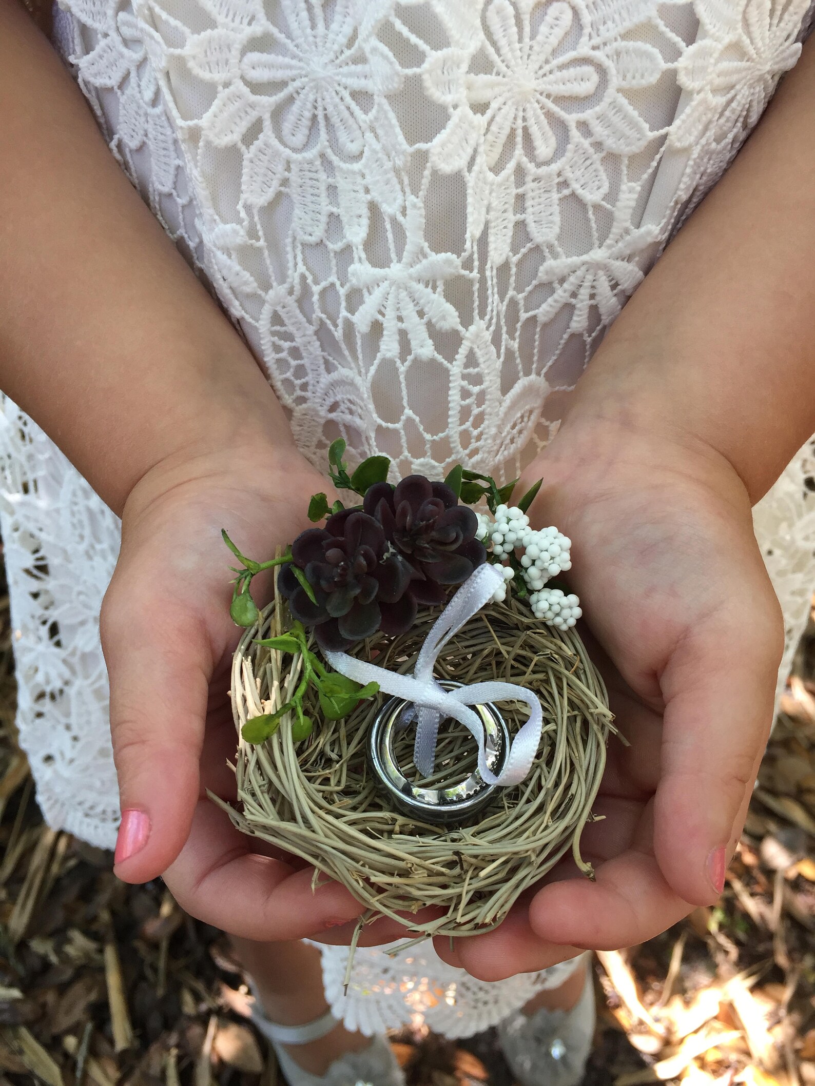 Succulent Ring Bearer Bird Nest Ring Holder Wedding Ring Etsy UK