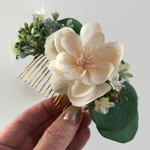 Ivory Bridal Hair Comb - Ivory Wedding Comb - Ivory Wedding Headpiece - Eucalyptus Hair Comb - Eucalyptus Headpiece - Greenery Hair Comb