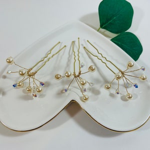 Perlen und Kristall Starburst Haarklammern - Perlen Hochzeit Haarnadeln - Swarovski Kristall Braut Haarnadeln - Starburst - Celestial Haarnadeln