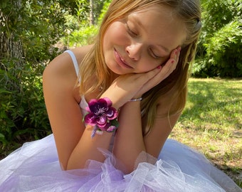 Purple Wrist Corsage - Wedding Corsage - Wrist Corsage - Prom Wrist Corsage - Purple Corsage - Bridesmaids Corsage - Flower Corsage