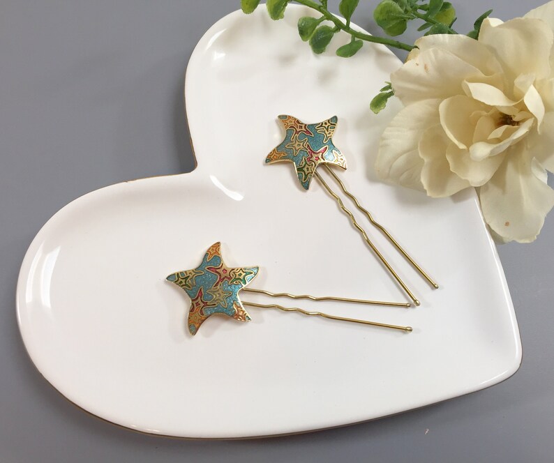 Gold Starfish Hair Pins Starfish Bobby Pins Starfish Wedding Hair Pins Beach Wedding Starfish Bridal Hair Blue Starfish Hair Pins