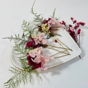 Perni per capelli ortensia - Perni per capelli fiori secchi - Perni per capelli da sposa - Fiori per capelli da sposa - Fiori secchi rosa - Perni per capelli da damigella d&#39;onore