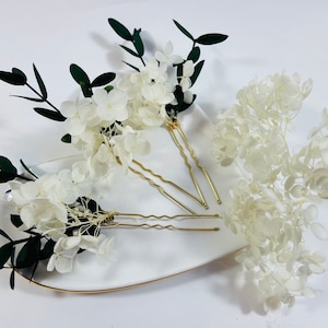 Perni per capelli ortensia - Bianco sporco - Perni per capelli fiore - Fiori secchi - Perni per capelli rustici - Perni di fiori secchi - Fiori per capelli da sposa