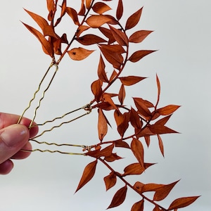 Leaf Hair Pins - Fall Wedding - Hair Pins - Bridal Hair Pins - Orange Hair Pins - Rustic Wedding Hair Pins - Bridesmaid Hair Pins