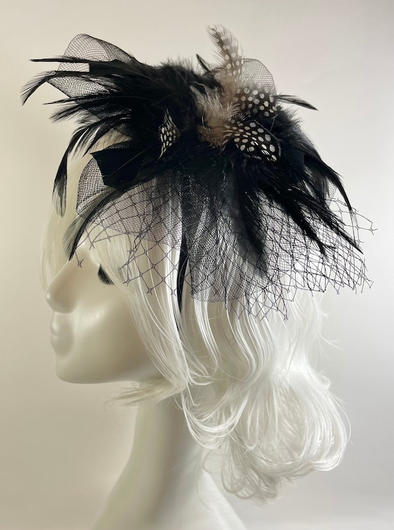 vintage black fascinator Gem