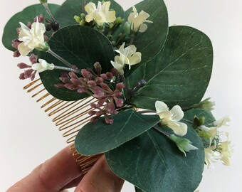 Eucalyptus Hair Comb - Eucalyptus Hair Comb Wedding - Greenery Hair Comb - Babies Breath Hair Comb - Eucalyptus Bridal Comb - Eucalyptus