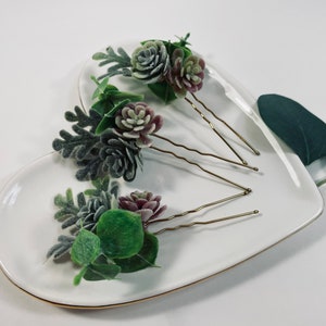Succulent Hair Pins - Eucalyptus Hair Pins - Greenery Bridal Pins - Greenery Hair - Bridal Greenery Hair Pins - Eucalyptus Hair Piece