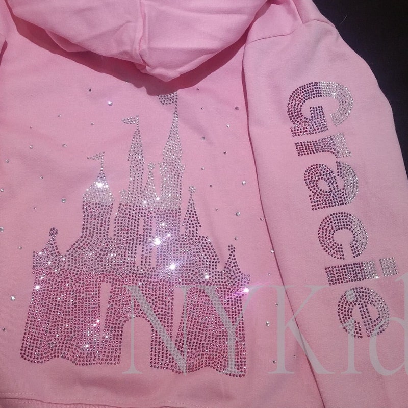 Dragon Letter Rhinestone Decor Zipper Hooded Sweatshirt main image 1