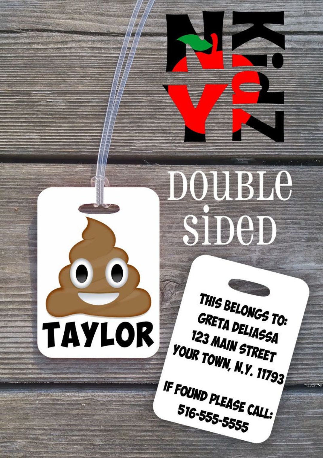 Personalized Bag Tag // Poop Emoji Bag Tag // Poop Bag Tag // Etsy