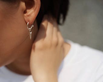 To The Point Earrings -Minimalist. Dangling Earrings. Silver. Spikes. Sleeper Earrings. Earrings. Hoops. Edgy. Mod. Handmade.