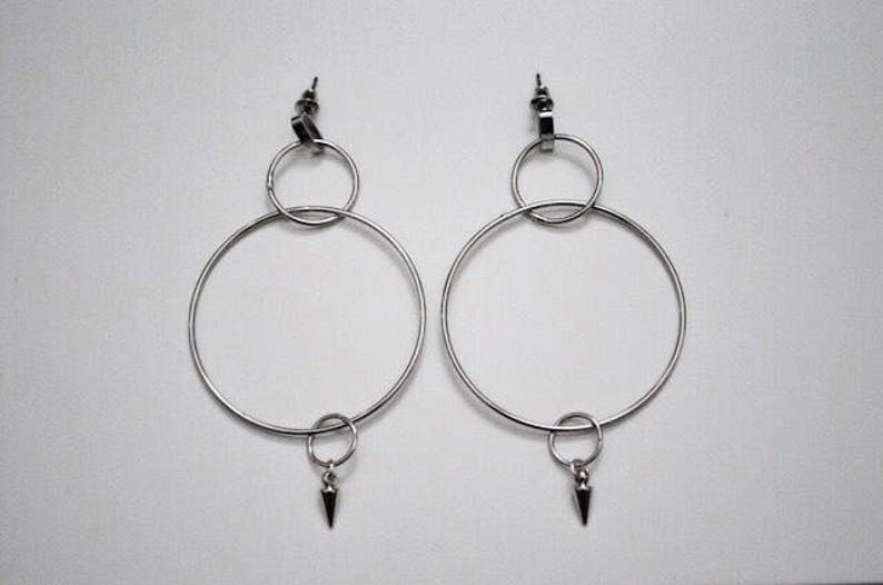 Ava Earrings. Gold. Silver. Hoops. Dangling earrings. Casual. Jewelry. Accessories. Fashion. Women. Minimalist. Edgy. Spikes. Gifts for her. image 4