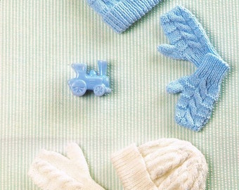 Knitted Baby Hat and Mittens. Mitten and Hat Pattern. Suitable for Reborn Doll. Knitted Mittens. Knitting pattern only.