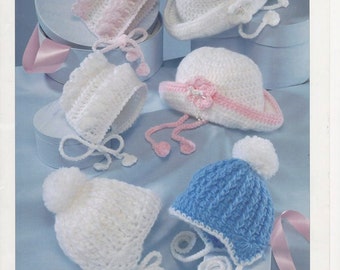 Baby Crochet Bonnets and Hats, Baby Girl Crochet Summer Hat, Baby Girl Crochet Bonnet. Crochet Pattern only.