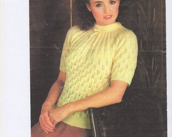 Ladies Sweater, 4ply Wool, Womens Sweater, Round Neck Sweater, 4ply Knitting Pattern, Vintage Knitting Pattern, Womens Knitted Jumper.