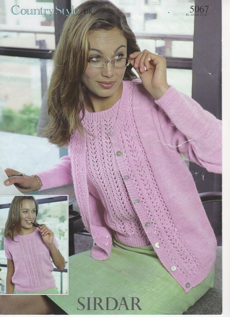 Ladies Matching Twin Set, Ladies Cardigan, Knitting Pattern, Womens