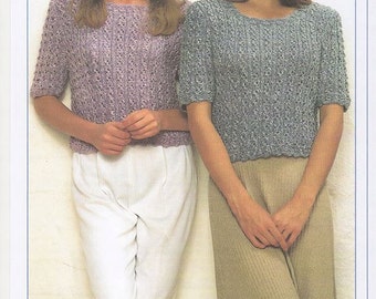 Ladies Knitted Sweater, Round Neck Ladies Sweater, Womens Crew Neck Jumper, Ladies Wool Jumper. Knitting pattern only.