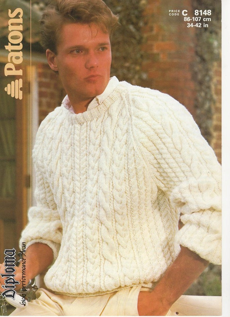 Aran patchwork sampler sweater  sml  knitting pattern 5392541866609