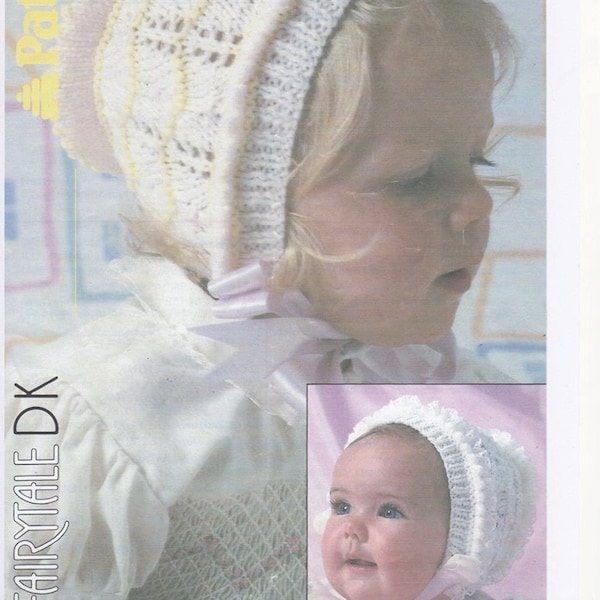 Baby bonnet, Patons 8228, Knitting pattern for baby bonnet, Baby Winter Hat, Baby Pram Bonnet, Baby Knitting Pattern,