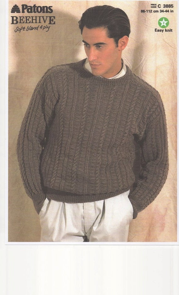 Mens Sweater, Knitting pattern for mens sweater, V