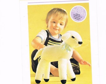 Lamb Toy a cute vintage pattern for a knitted toy in Double Knitting. A copy of a knitting pattern only.