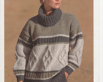 Ladies Sweater, Oversized Jumper, Womans Knitting Pattern, Womans Sweater, Womans Jumper, Aran Sweater, Ladies Aran Jumper, Aran Sweater