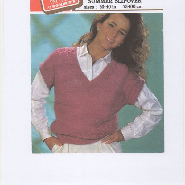 Ladies Pullover Knitting Pattern, Knitted Pullover, Wool Pullover, 30/40inch bust pattern, Ladies Knitting. Womens Knitting Pattern Only.