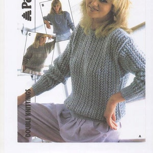 Ladies Sweater, , Womens Sweater, Round Neck Sweater,  Knitting Pattern, Vintage Knitting Pattern, Womens Knitted Jumper.