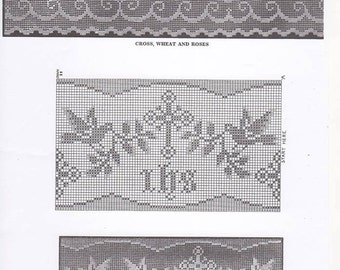 Crochet Lace Pattern for Church Linen, Church Crochet, Church Linen, Wide Altar Cloth Lace, Shaw Filet Cross, Cross and Star Edging