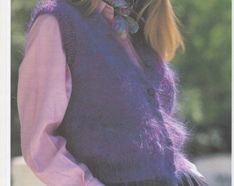 Mohair Waistcoat, Ladies Waistcoat, Mohair Vest, Ladies Tank Top, Sleeveless Jumper, Ladies Knitting Pattern, Womens Knitted Waistcoat