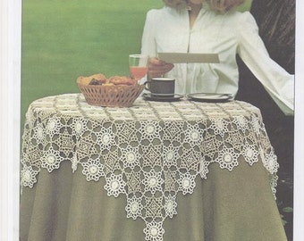 Coats Chain Mercer No.20, Crochet Cotton Table Cloth, Table Cloth, Irish Crochet, Home Furnishings, Square Table Cloth. Pattern Only.