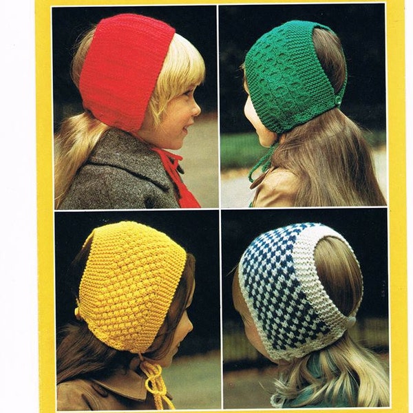 Girls knitted headband, double knitting pattern, girls knitted hat, girls knitted ear muff, Knitting pattern only.