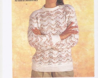 Ladies Knitted Sweater, Round Neck Ladies Sweater, Womens Crew Neck Jumper, Ladies Wool Jumper. Knitting pattern only.
