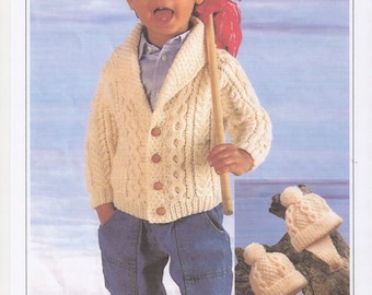 Baby Boys Aran Cardigan, Traditional Boys Cardigan, Toddler Cardigan, Aran Wool Pattern, Childrens Aran Wool Pattern, Knitting Pattern only