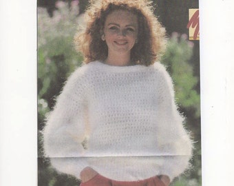 Womens White Mohair Jumper, Mohair Knitting Pattern, Mohair Wool Pattern, Moahir Sweater, Ladies Mohair Patterm, Knitting Pattern Only