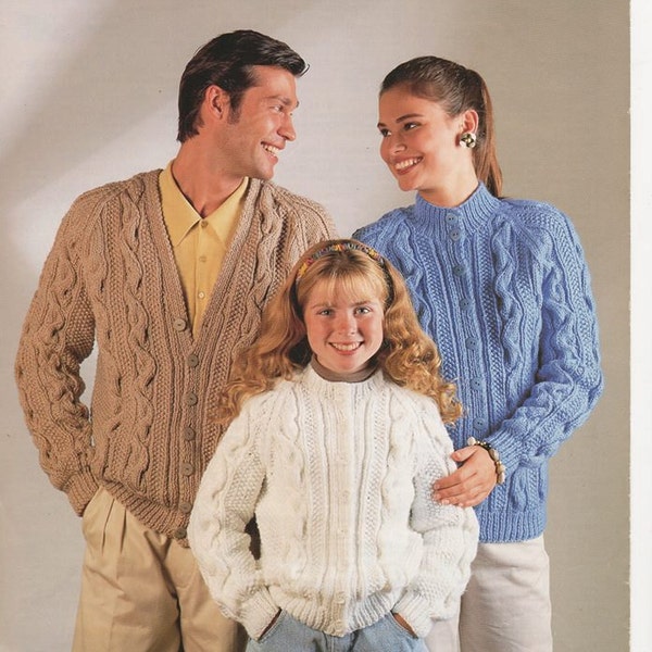 Family Knitting Patterns, His and Hers Matching Sweaters, Childrens Knitted Jacket Pattern, Family Chunky Knit Pattern, Knitting Pattern