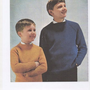 Boys Crew Neck Sweater, Boys Jumper, Boys double knitted sweater, 1960's sweater, retro kids sweater, kids jumper, boys knitting pattern