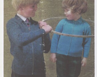 Childrens Cardigans, 4ply knitting pattern, V-Neck Childrens Jumper, Boys Sweater, Girls Sweater, Boys Jumper. Knitting pattern only.