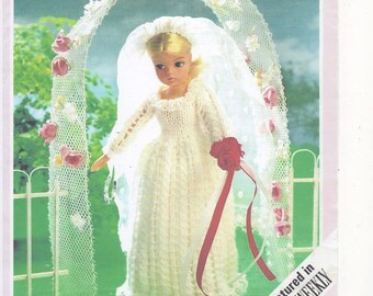 Sindy Wedding Dress, Barbie Wedding Dress, Dolls Wedding Dress, Dolls Knitting Pattern, Dolls Wedding Dress Knitting Pattern